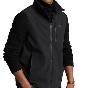 Vintage Men's Ralph Lauren Black Window Pane Grid-Pattern Full-Zip Vest SZ LG